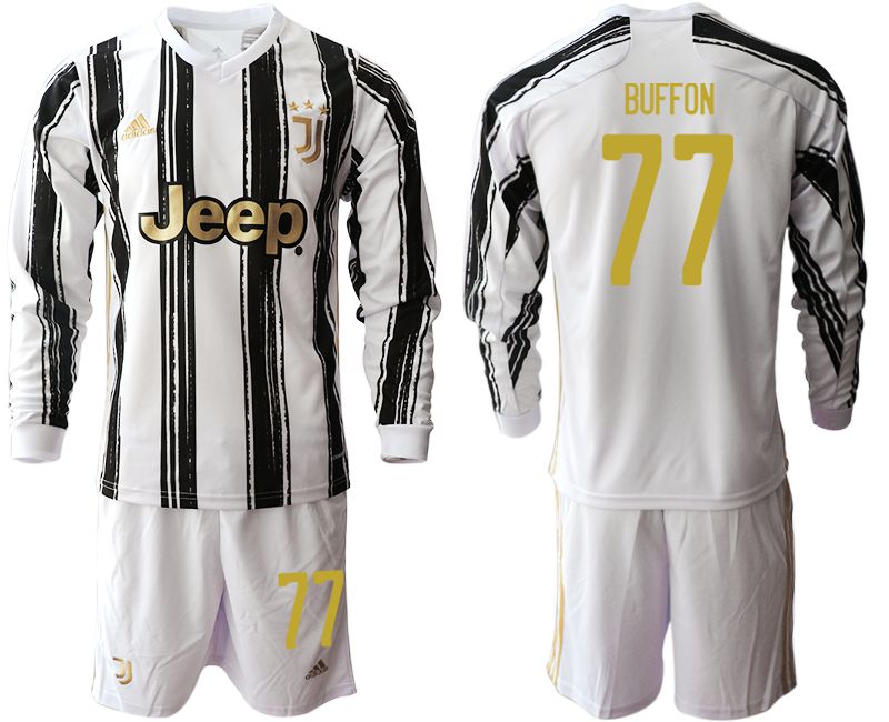 Men 2020-2021 club Juventus home long sleeves #77 white Soccer Jerseys